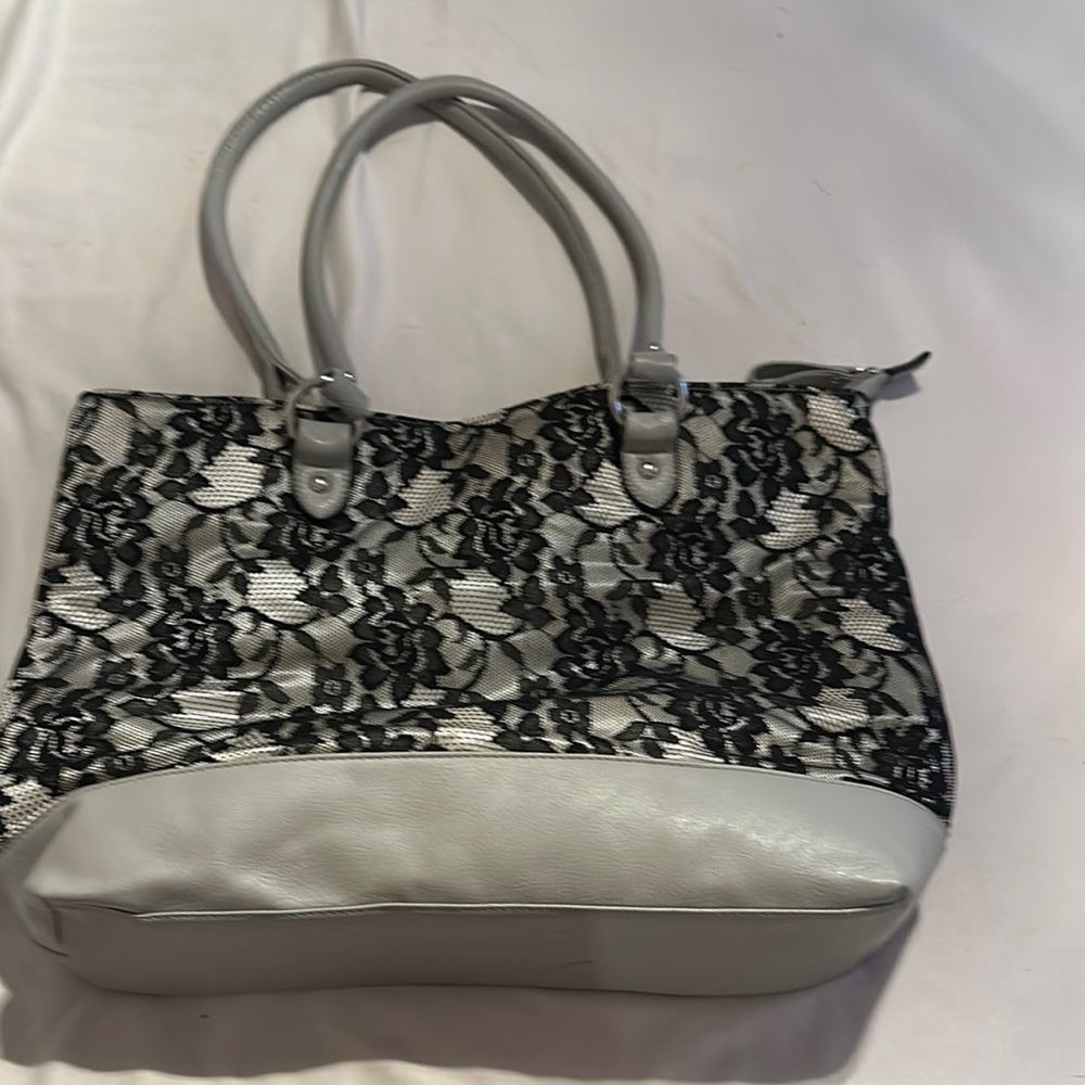 Black and Silver Lace Tote Bag